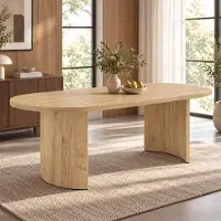 Ninkear Tavolo da pranzo, dimensioni 200x90 cm, per 6-8 persone, angoli arrotondati, piano spesso, legno di quercia