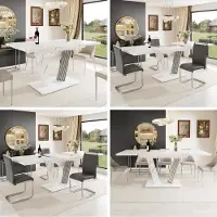 Ninkear Tavolo da trucco estensibile, dimensioni 120-160x80x76 cm, piano in marmo, struttura a farfalla (bianco)