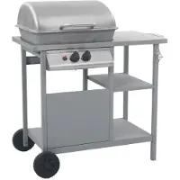 vidaXL Barbecue a gas con tavolino su 3 livelli Argento