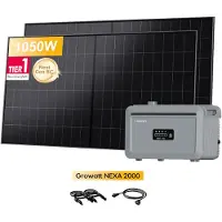 Growatt Impianto fotovoltaico da balcone Powerness con accumulo, NEXA 2000 All-in-One, batteria da 2048Wh, con 2 pannelli solari bifacciali LONGi Hi-MO X10 da 525W (IVA 0%)
