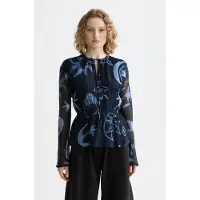 Scotch & Soda Printed Tied Front Woven Top Cosmic Sky Spaced Carbon Taglia: 38 | Maglie a manica lunga Outlet | Donna