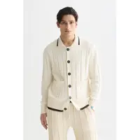 Scotch & Soda Structured Boucle Cardigan Light Beige Taglia: L | Cardigan Outlet | Uomo | Marrone