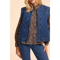 ICODE Blue Quilted Denim Sleeveless Jacket Taglia: 36 | Gilet Outlet | Donna | Blu