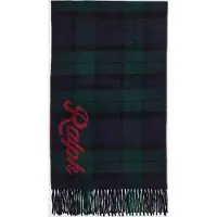 Ralph Lauren Sciarpa in pura lana con motivo tartan e logo a contrasto