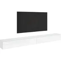 Bratex Mobile TV moderno da 300 cm per il soggiorno, con illuminazione, bianco/bianco lucido