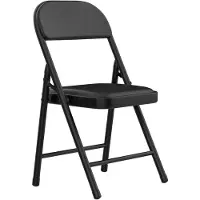 StarTech.com Sedia pieghevole imbottita per sala da pranzo, struttura in metallo, rivestimento in pelle, adatta per soggiorno, sala da pranzo, ufficio, colore nero, confezione singola