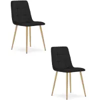 Kendra Home Set di 2 sedie Kara in velluto nero e gambe effetto legno