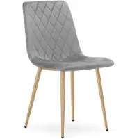 Kendra Home Sedia da pranzo Turin in velluto grigio chiaro e gambe effetto legno