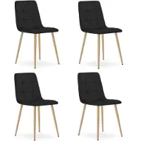 Kendra Home Set di 4 Sedie Kara in Velluto Nero con Gambe Effetto Legno