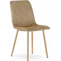 Kendra Home Sedia Lava in velluto marrone con gambe effetto legno