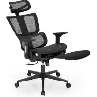 Selius Sedia da ufficio ergonomica con poggiapiedi - Tessuto a rete nero - Capacità di carico: 136 kg - Poggiatesta regolabile