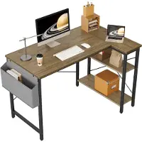 Dripio Scrivania a forma di L, dimensioni 100x70 cm, scrivania da gaming con ripiani, reversibile