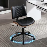 Selius Sedia da ufficio senza braccioli - Rivestita in ecopelle nera - Altezza 82 cm - Struttura in metallo