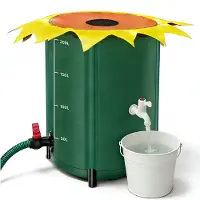 Selius Contenitore per la raccolta dell'acqua piovana pieghevole, capacità 200 litri, forma a fiore, con rubinetto e troppofieno