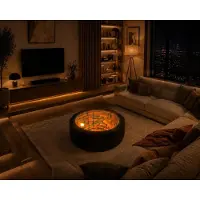 Xl Moebel Gmbh Tavolino di design con illuminazione LED 3D, colore nero, forma rotonda