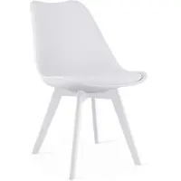 Kendra Home Sedia Mark moderna bianca con cuscino in ecopelle