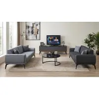 Xl Moebel Gmbh Set per soggiorno: divano a 3 posti (2 unità), tavolino, mobile TV, design moderno, colore grigio