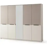 Xl Moebel Gmbh Armadio grande color beige, realizzato in legno, con ripiani interni