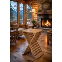 Xl Moebel Gmbh Tavolino ausiliario in legno dal design moderno, caratterizzato da una forma a X