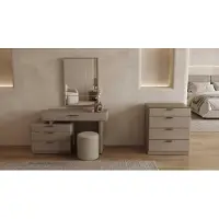 Xl Moebel Gmbh Comodino da trucco, specchio, sgabello, beige, moderno, elegante