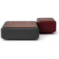 Xl Moebel Gmbh Tavolino da caffè in stile brutalista, nero, con struttura geometrica e due livelli