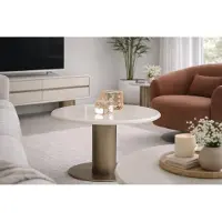 Xl Moebel Gmbh Tavolino di design, elegante tavolino rotondo da divano, piano robusto