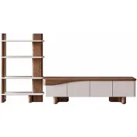 Xl Moebel Gmbh Mobile componibili per soggiorno, set completo composto da parete attrezzata e mobile TV con libreria, 2 pezzi