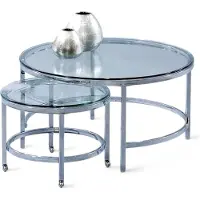 Xl Moebel Gmbh Sofisticati tavolini con superficie blu trasparente in un set