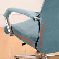Markenlos Copertura in velluto per sedia da ufficio, con braccioli, elasticizzata, taglia L/XXL, grigio-blu