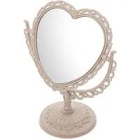 Markenlos Specchio da trucco dal design vintage kawaii - Decorazione da bagno bianca - Specchio da bagno girevole per la camera da letto e i viaggi