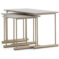 Xl Moebel Gmbh Set di tavolini da caffè beige, in MDF e acciaio inossidabile, design moderno, impilabili, tinta unita