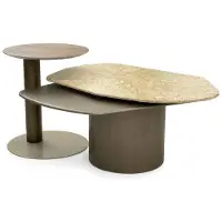 Xl Moebel Gmbh Tavolino da caffè marrone beige, in legno, per il soggiorno, stile moderno e minimalista