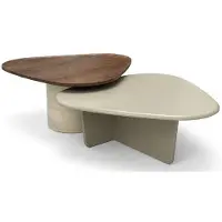 Xl Moebel Gmbh Tavolino da caffè marrone beige, in legno, per il soggiorno, design moderno ed elegante