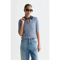 Scotch & Soda Pointelle Collared Knitted Tee Infinity Melange Taglia: XS | Magliette intime Outlet | Donna