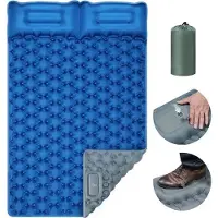 Markenlos Materassino da campeggio con sistema di gonfiaggio rapido - 196 x 125 x 9 cm