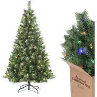 Salcar Albero di Natale artificiale da 180 cm con illuminazione, 2 colori di luce (bianco caldo/colorato), albero di Natale a LED con telecomando incluso