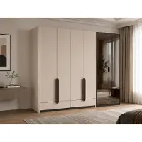 Xl Moebel Gmbh Set per camera da letto: armadio a 4 ante, armadio a 2 ante, design moderno, colore beige, grande
