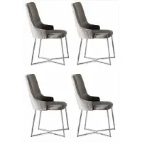 Xl Moebel Gmbh Sedia da pranzo grigia, imbottita, dal design moderno, realizzata in tessuto e metallo con finitura cromata