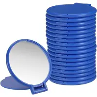 Dripio 18 specchietti trucco pieghevoli, forma rotonda, colore blu scuro, diametro 5,5 cm