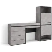 Dripio Armadio per scarpe, dimensioni 187x145x35 cm, con 2 ante a battente, 2 scomparti aperti, colore cemento