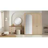 Xl Moebel Gmbh Armadio, tavolino da trucco, set beige, design moderno, lusso, specchio, sgabello