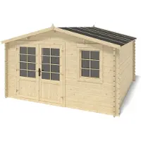 ALTANKA Casetta da giardino in legno - 15.21m2 - 3.9x3.9m - 40mm - colore: naturale