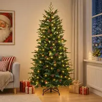 Syfax Albero di Natale Artificiale con Rami Pieghevoli 210 cm 300 LED