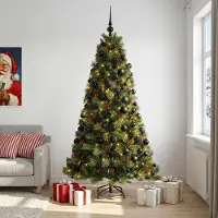 Syfax Albero di Natale artificiale con palline 180 cm 300 LED