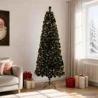 Syfax Albero di Natale in fibra ottica 240 cm 36 LED Bianco caldo PVC