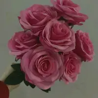 Merkloos Composizione floreale artificiale - 9 rose in rosa acceso e rosa intenso