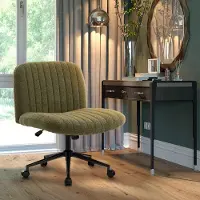 Selius Sedia da ufficio senza braccioli, rivestita in tessuto tipo "Teddystof", colore verde, regolabile in altezza