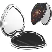 Merkloos Specchio da trucco pieghevole a forma di cuore con ingrandimento