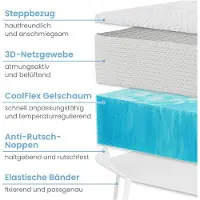 ELONEO gel topper 160x200cm, topper per materasso in gel memory foam alto 8 cm, rivestimento in rete 3D traspirante, comodo topper per materasso da letto