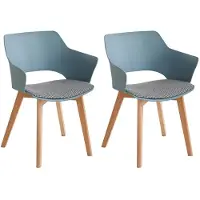 StarTech.com Set di 2 sedie da pranzo - Sedia da pranzo - Pelle finta - Design moderno - Senza braccioli - Per cucina, soggiorno, bar - Montaggio richiesto - Dimensioni 82×55×48 cm - Blu